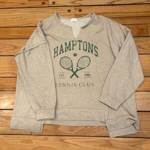 12 Pm By Mon Ami Beige Hamptons Tennis Sweatshirt